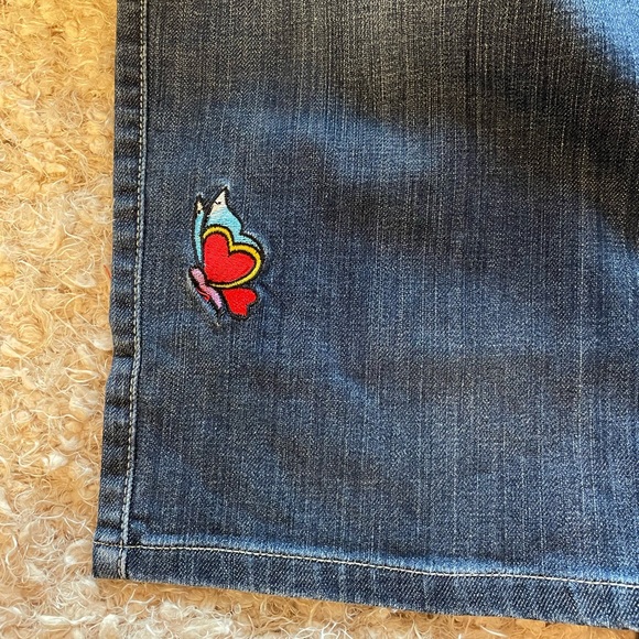 Sour n’ Cream Blue Denim Bermuda Shorts with Embroidered Patches - Picture 6 of 9
